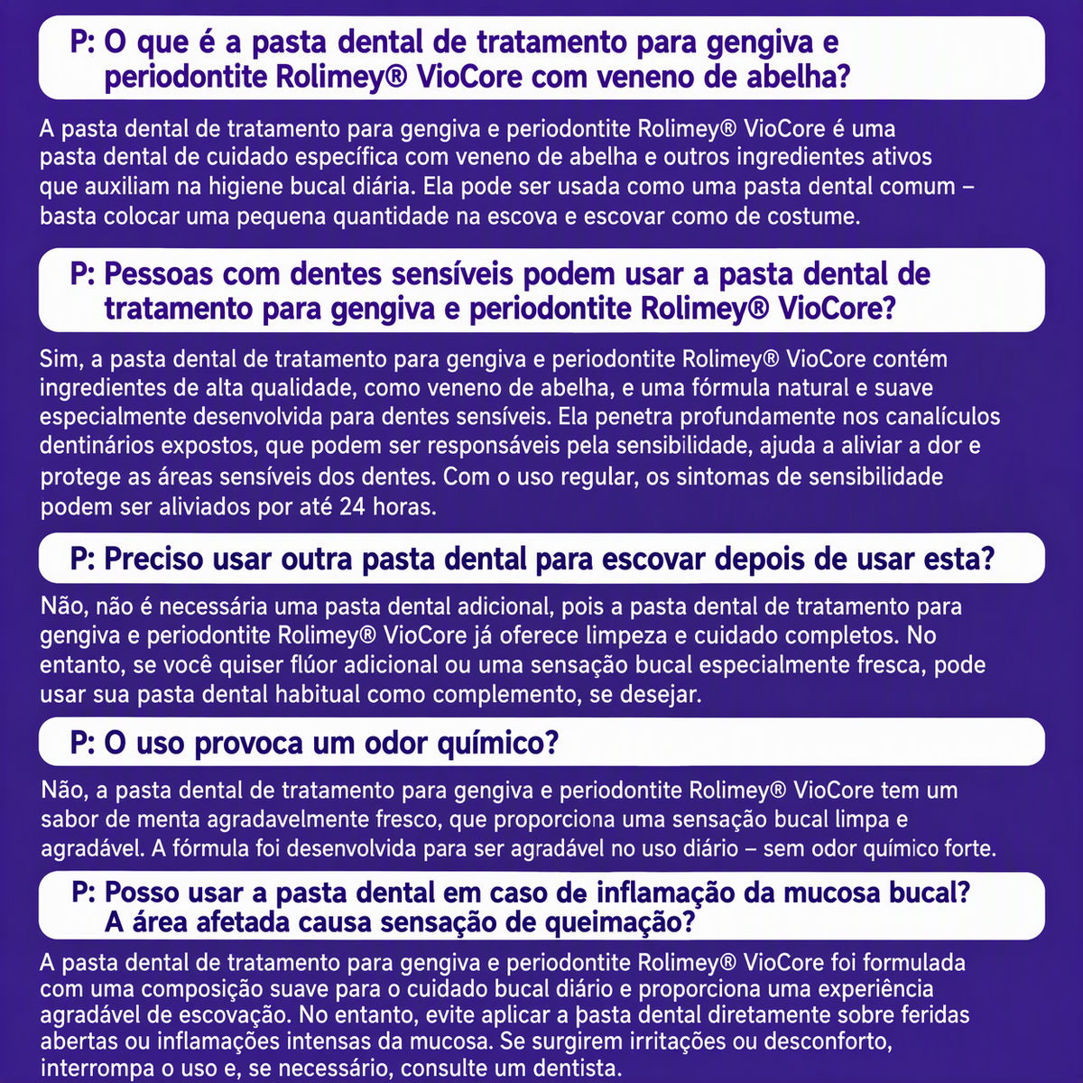 🇵🇹 Loja Oficial |🦷🧀 Rolimey® VioCore Pasta de dentes para o tratamento da inflamação das gengivas e da periodontite com veneno de abelha