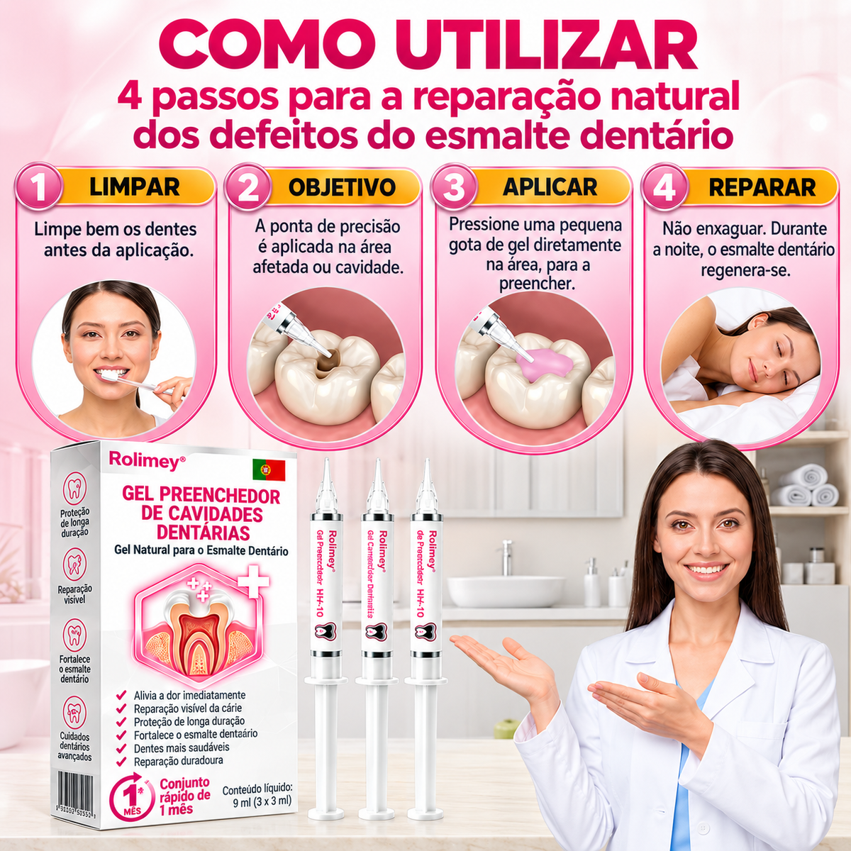 🇵🇹 Loja Oficial |🦷🎄Rolimey® DenPerm – Gel natural de preenchimento do esmalte dentário para o tratamento de cáries